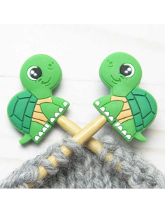 Stitch stoppers for knitting needles - Turtle
