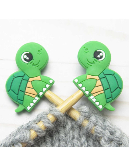 Stitch stoppers for knitting needles - Turtle