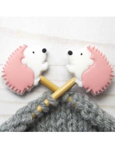 Stitch stoppers for knitting needles - Pink hedgehog
