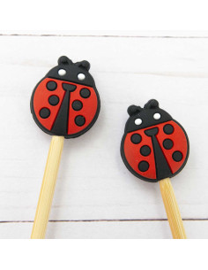 Ladybug stitch stoppers for knitting needles 2