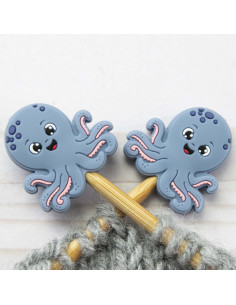 Stitch stoppers for knitting needles - Octopus
