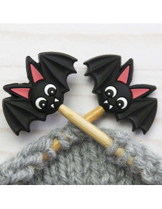 Stitch stoppers for knitting needles - Bat
