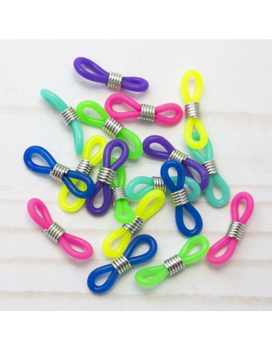 Set of 6 multicolored stitch stoppers for knitting needles