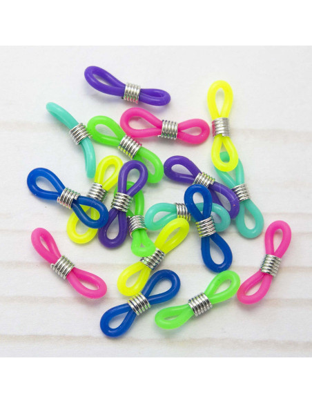 Set of 6 multicolored stitch stoppers for knitting needles