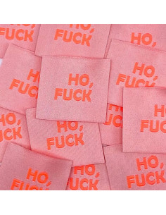 Set of 5 woven sew-on labels Ho, Fuck