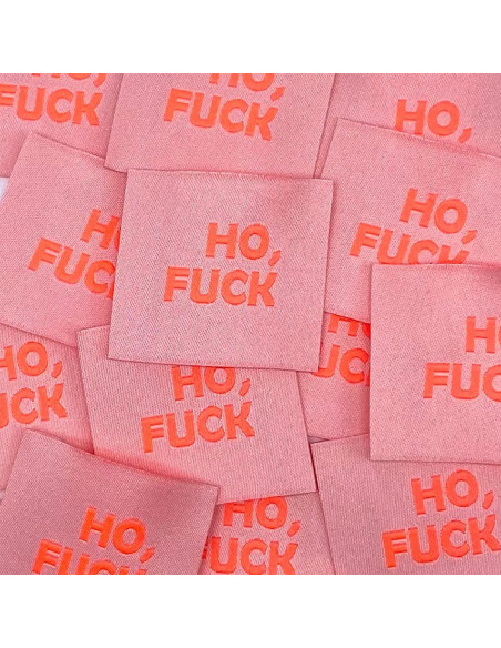 Set of 5 woven sew-on labels Ho, Fuck