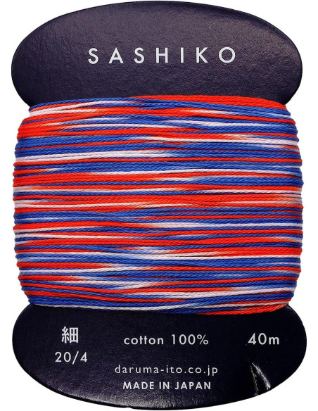 Daruma Kasuri multicolor sashiko thread, 3 colors, 40 m