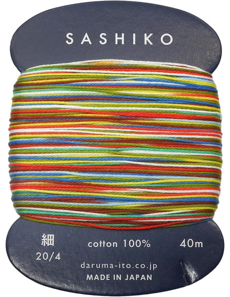 Daruma Kasuri multicolor sashiko thread, 8 colors, 40 m