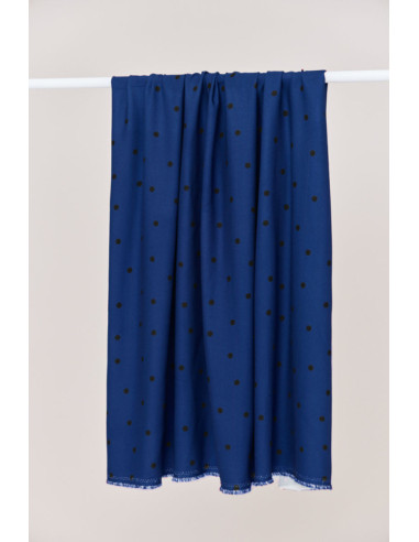 Jolly Dots viscose crepe fabric - Cobalt blue