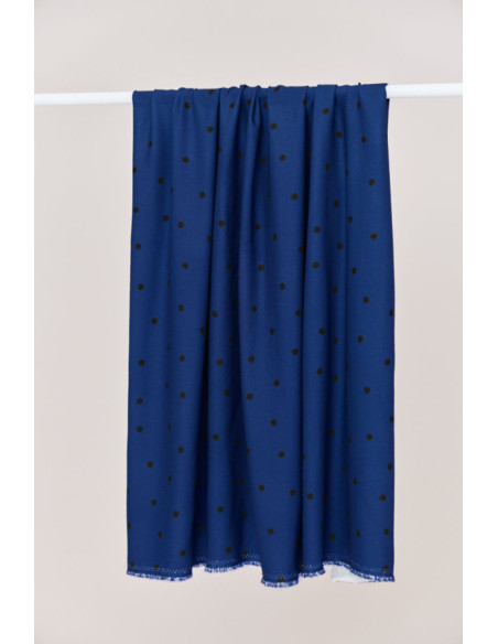 Jolly Dots viscose crepe fabric - Cobalt blue