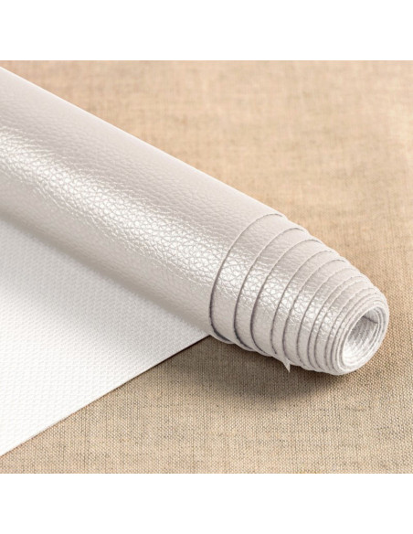 Karla Star faux leather coupon 140 cm x 50 cm - Metallic White
