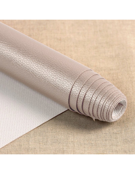 Karla Star faux leather coupon 140 cm x 50 cm - Metallic pebble