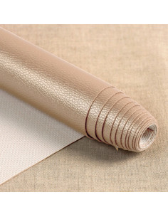 Karla Star faux leather fabric 140 cm x 50 cm - Dark Metallic Taupe