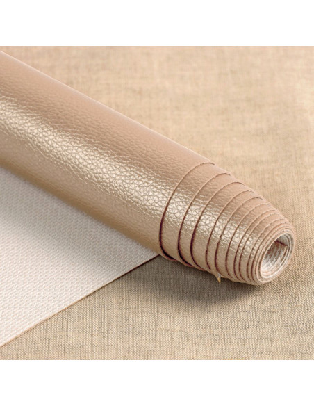 Karla Star faux leather fabric 140 cm x 50 cm - Dark Metallic Taupe