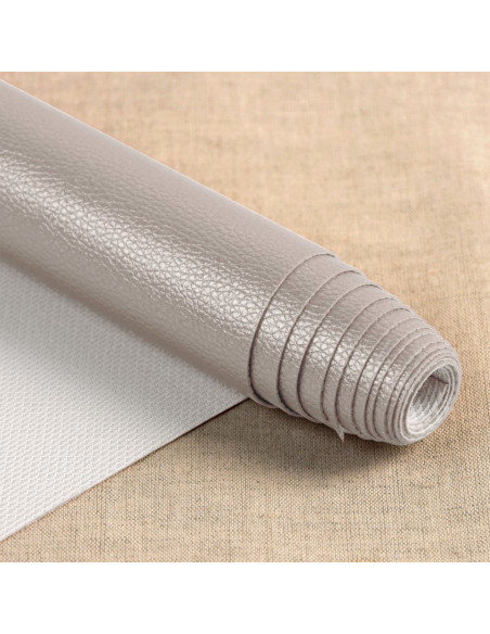 Karla Star faux leather fabric 140 cm x 50 cm - Light metallic gray
