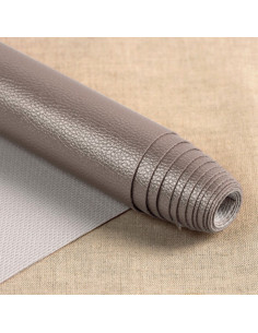 Karla Star faux leather coupon 140 cm x 50 cm - Metallic Taupe