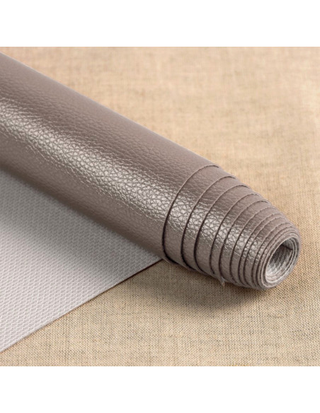 Karla Star faux leather coupon 140 cm x 50 cm - Metallic Taupe