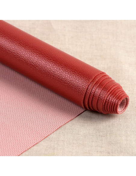 Karla Star faux leather fabric 140 cm x 50 cm - Dark metallic red