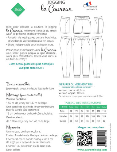 Jogging and shorts pattern for men The Runner - Les BG