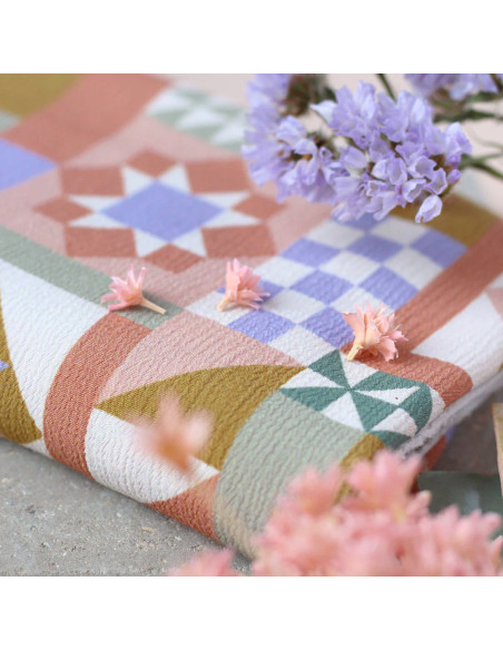 Moroccan Crepe Fabric in Mauve Viscose Patchwork - La Maison Naïve