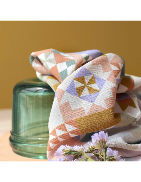 Moroccan Crepe Fabric in Mauve Viscose Patchwork - La Maison Naïve