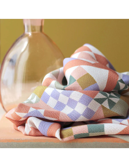 Moroccan Crepe Fabric in Mauve Viscose Patchwork - La Maison Naïve