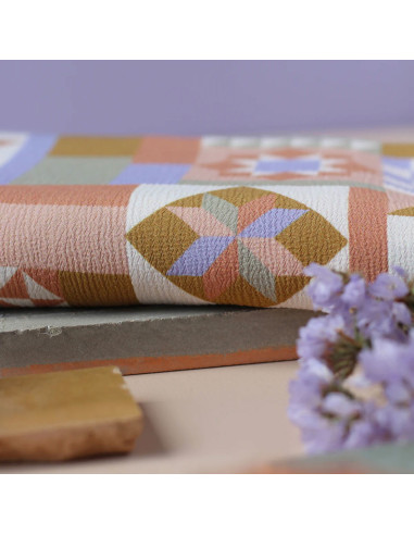 Moroccan Crepe Fabric in Mauve Viscose Patchwork - La Maison Naïve