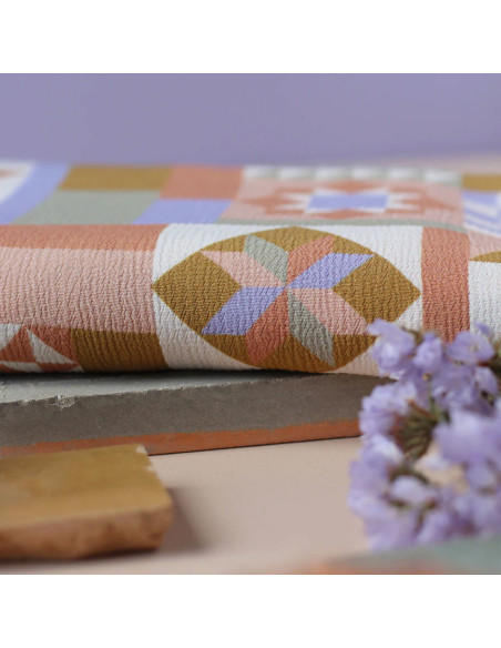 Moroccan Crepe Fabric in Mauve Viscose Patchwork - La Maison Naïve