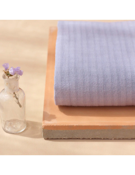 Woven cotton fabric with small mauve checks - La Maison Naïve