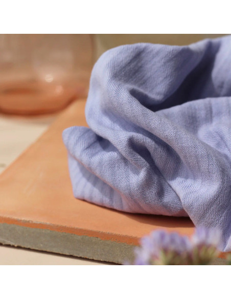 Woven cotton fabric with small mauve checks - La Maison Naïve