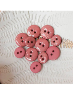 Glitter button with 2 holes - Old pink