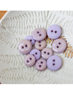 Glitter button with 2 holes - Lilac