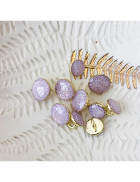 Gold glitter ankle boot button - Lilac