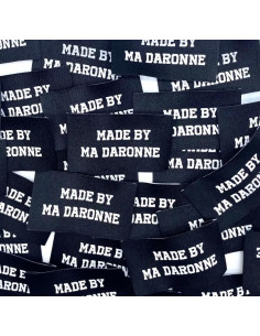 Set of 5 woven sew-on labels Made By Ma Daronne - Black and white