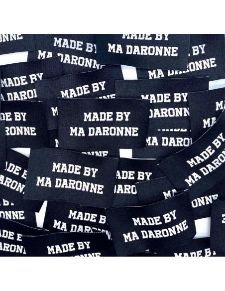 Set of 5 woven sew-on labels Made By Ma Daronne - Black and white