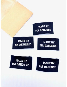 Set of 5 woven sew-on labels Made By Ma Daronne - Black and white 2