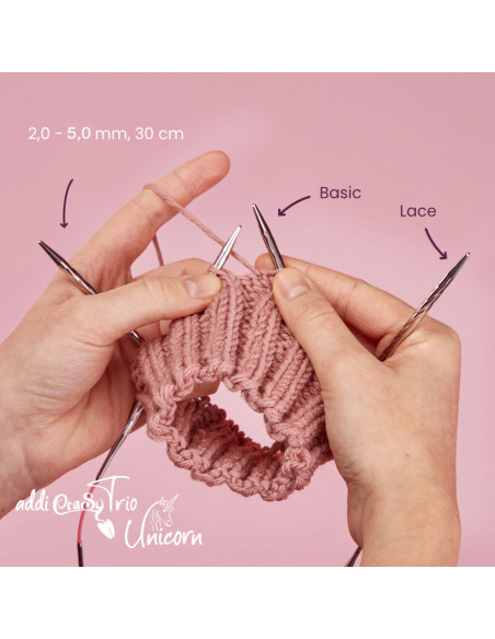 addiCraSyTrio Unicorn Long needle set