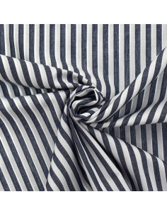 Cotton poplin fabric - Wide stripes - Navy blue