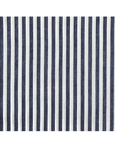 Cotton poplin fabric - Wide stripes - Navy blue