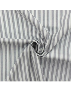 Cotton poplin fabric - Wide stripes - Gray