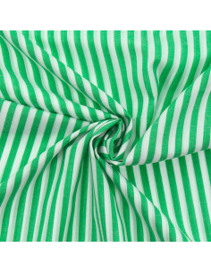 Cotton poplin fabric - Wide stripes - Green