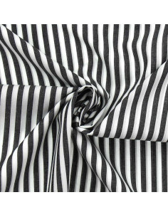 Cotton poplin fabric - Wide stripes - Dark gray