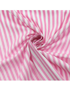Cotton poplin fabric - Wide stripes - Pink