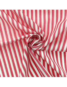 Cotton poplin fabric - Wide stripes - Cherry red