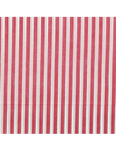 Cotton poplin fabric - Wide stripes - Cherry red