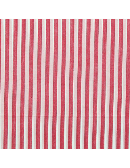 Cotton poplin fabric - Wide stripes - Cherry red