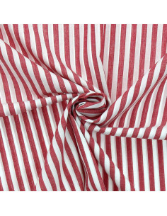 Cotton poplin fabric - Wide stripes - Red