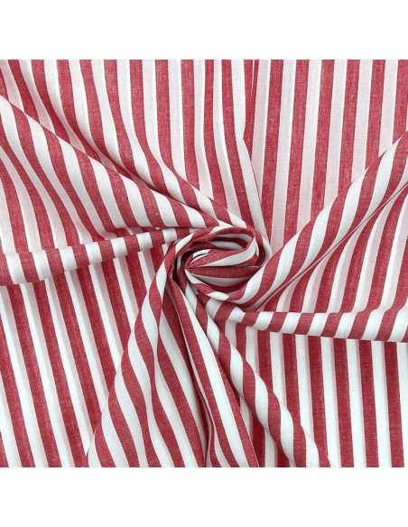 Cotton poplin fabric - Wide stripes - Red