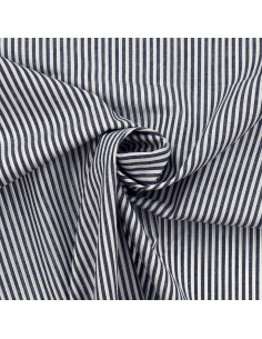 Cotton poplin fabric - Fine stripes - Navy blue