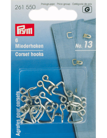 Staples and fasteners for corsets - Silver set of 6